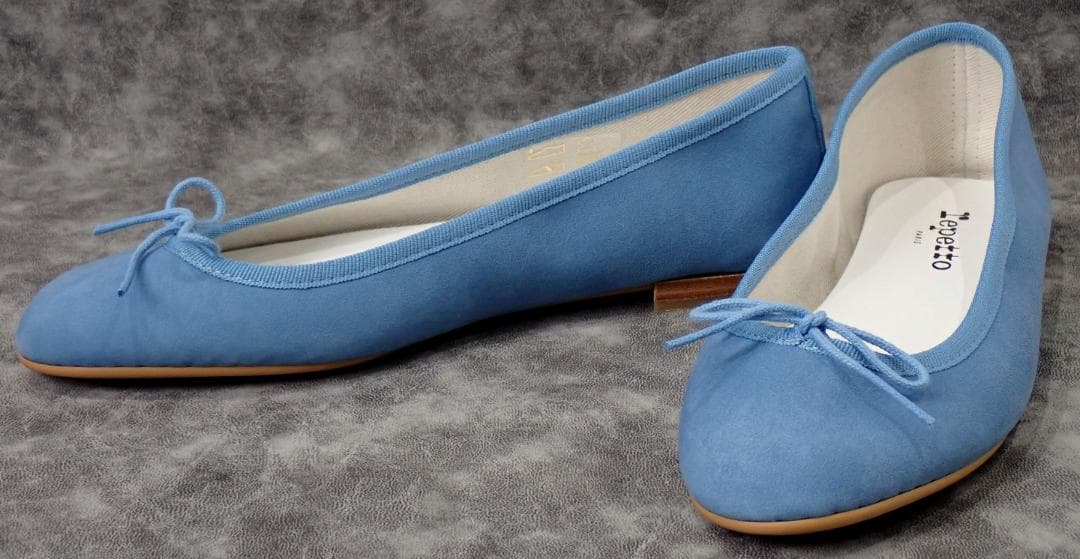 新品 repette レペット レザー フラットシューズ 36 ブルー 箱付き