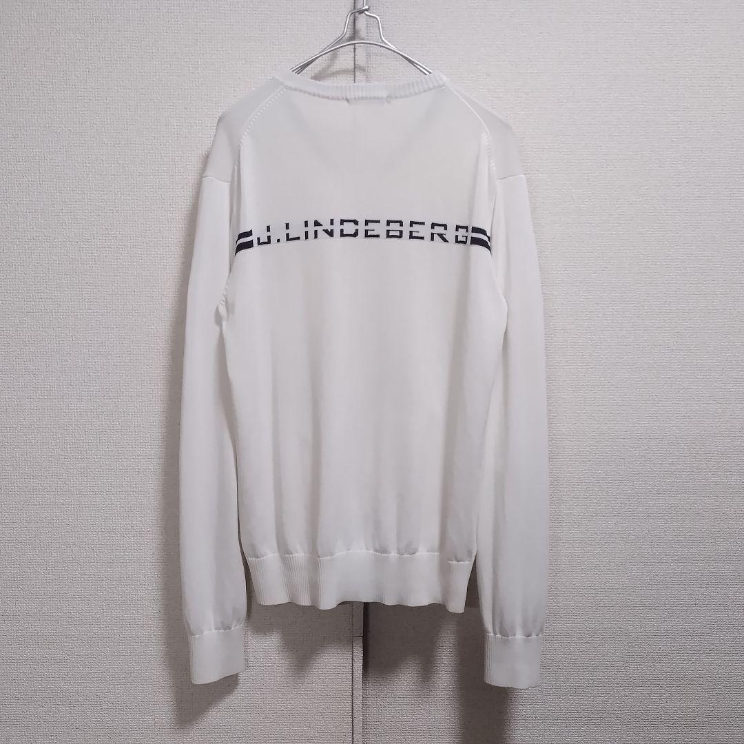 美品 J.LINDEBERG ジップ ニットカーディガンジャケット 白 S