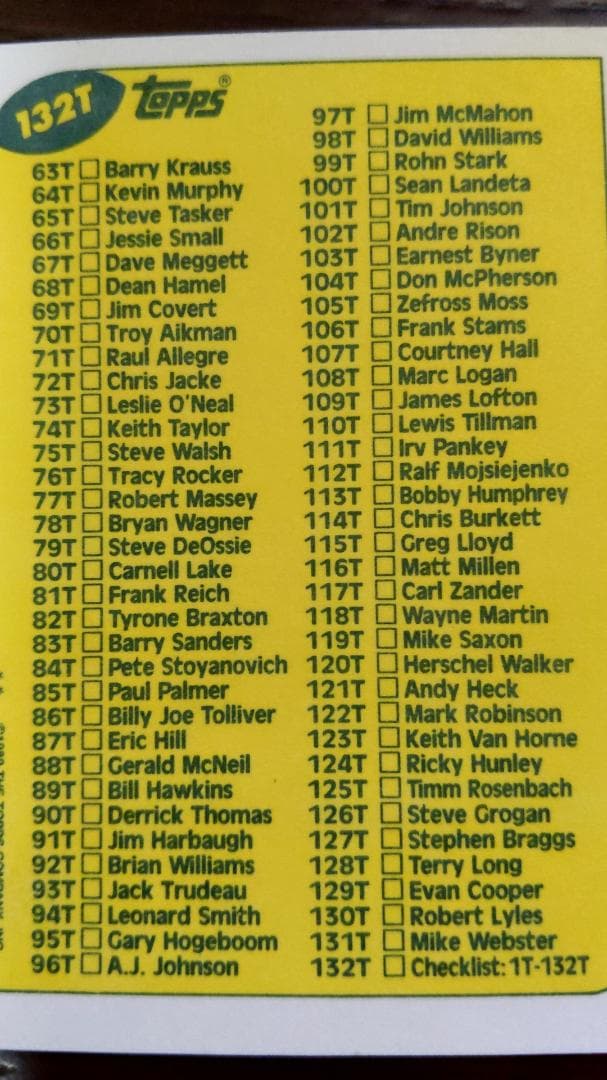 NFL1989トップス アメフト トレーディングカード