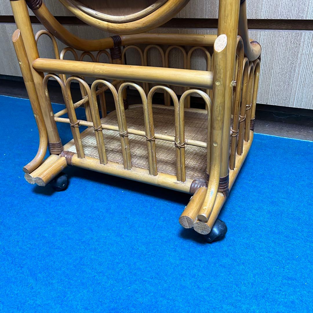 ラタン　籐　スタンドミラー