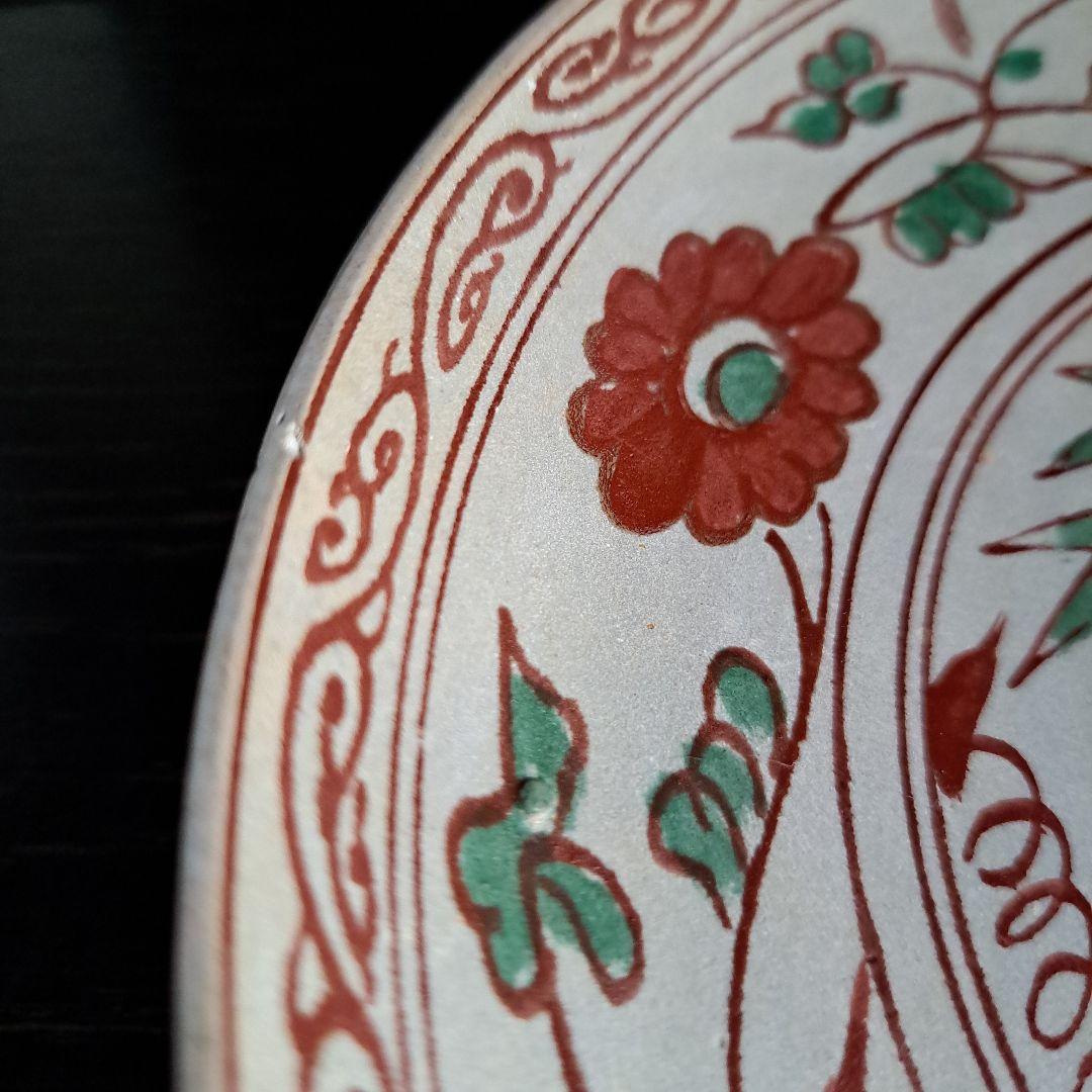専用 です　 茶道具　安南呉須赤絵　16世紀頃　花鳥紋皿　　赤絵人物図　共箱入