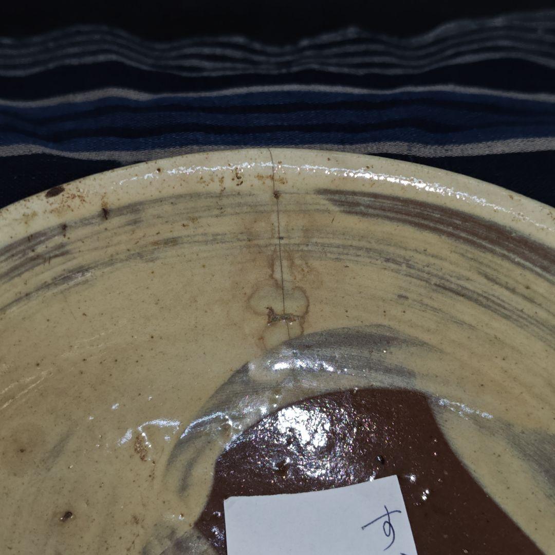 李朝、刷毛目茶碗(元箱、藍染包み古布付)