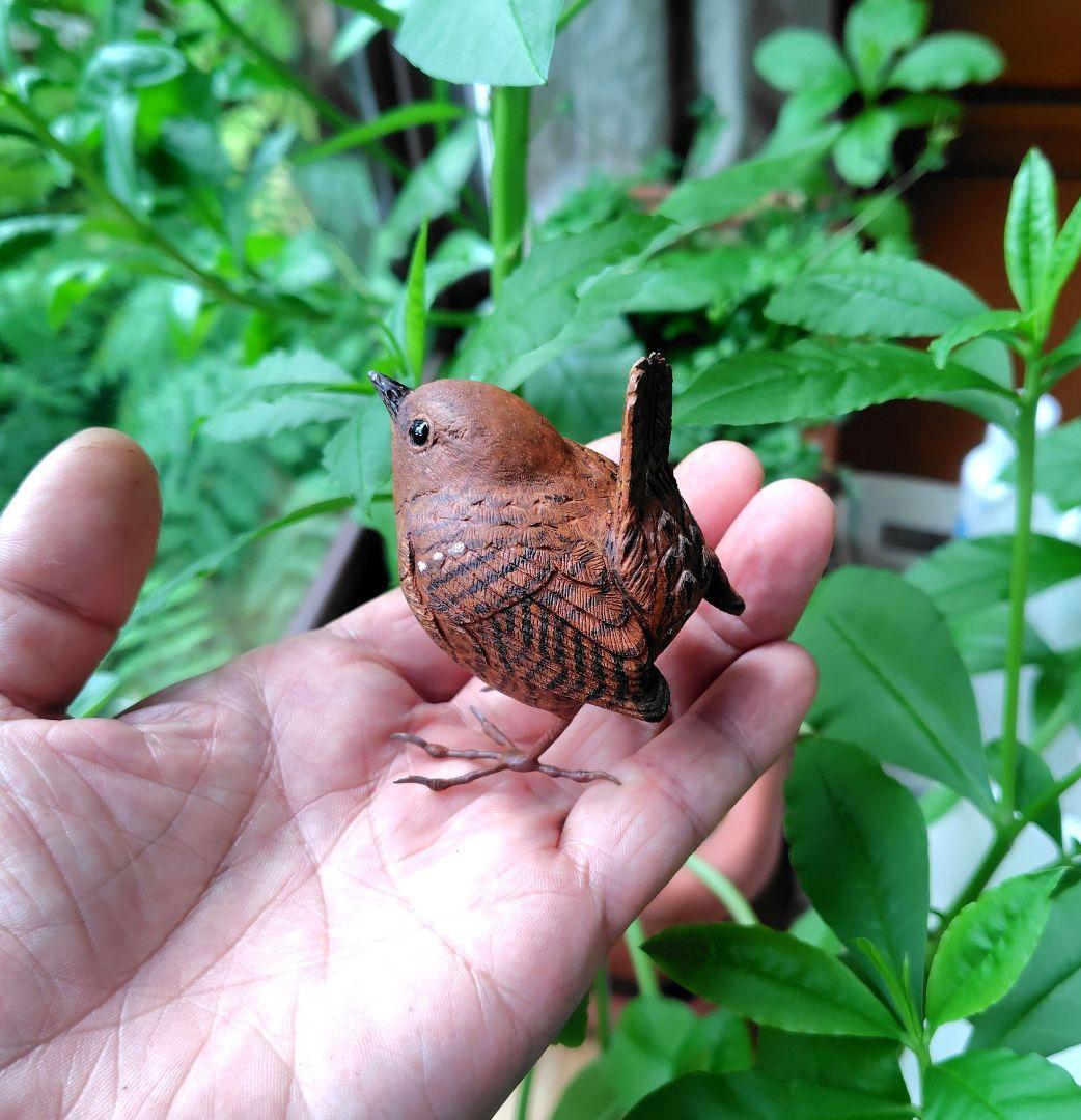 小さなバードカービング ミソサザイ 野鳥 木彫り