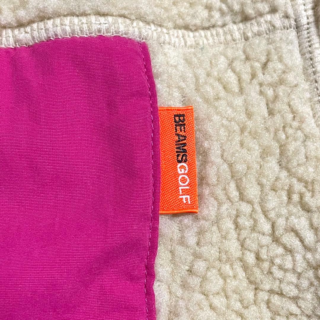 BEAMS GOLF ビームス ゴルフ ボア ブルゾン フリース ベージュピンク