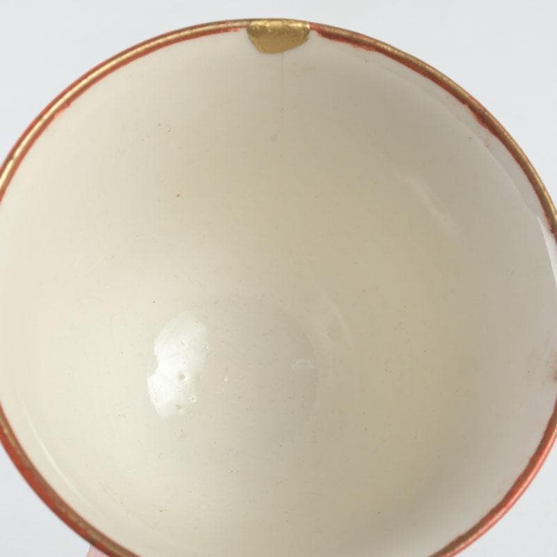 九谷焼　古九谷　赤絵金彩　山水人物文　盃　時代箱付　V　A65