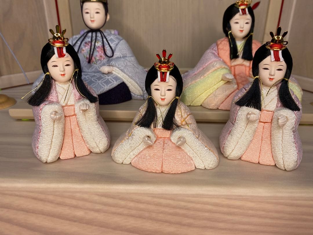 東京久月　木目込人形　ほのか　収納五人飾り・江戸木目込人形　伝統工芸師　新井久夫