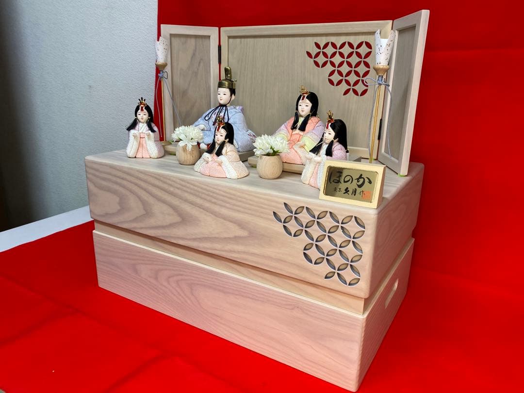 東京久月　木目込人形　ほのか　収納五人飾り・江戸木目込人形　伝統工芸師　新井久夫