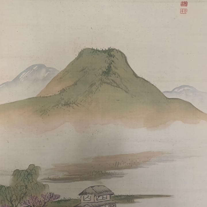 南宋画　岸浪柳渓　春江獨釣　絹本　肉筆　掛軸