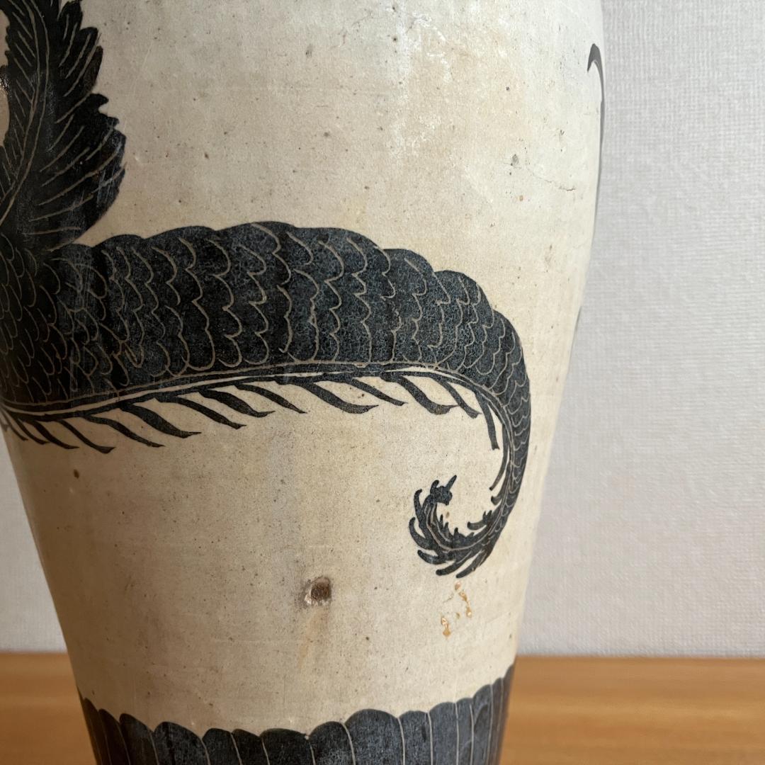 北宋〜金 磁州窯 掻落し龍文 梅瓶 高41.2cm φ20.4cm