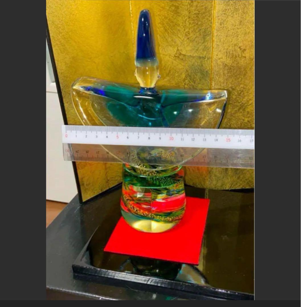 【定価10万相当・特大30cm】ガラス製 雛人形 屏風・台座付 極美品