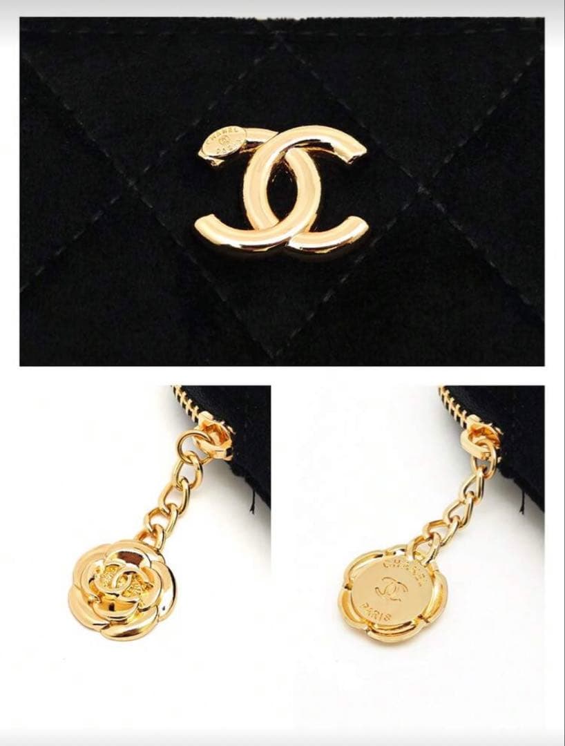 CHANEL ブラック キルティングポーチ