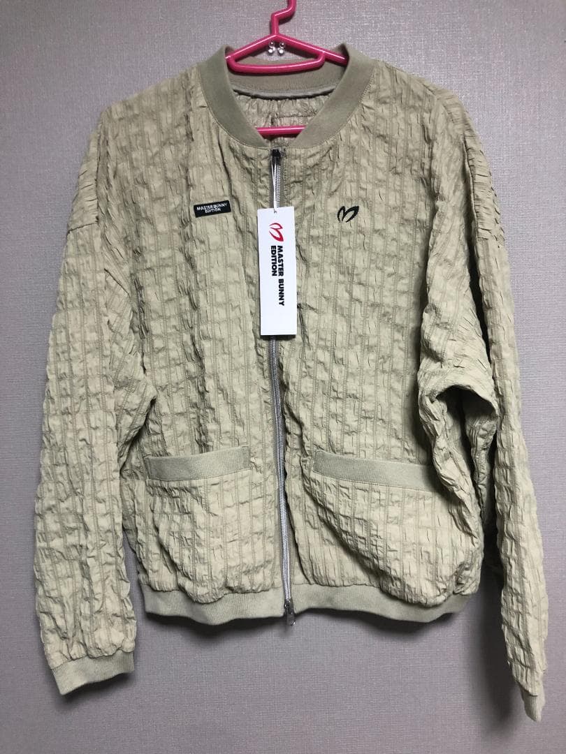 未使用 タグ付き 格子柄 リブ襟 ダブルジップブルゾン ジャケット０S ベージュ