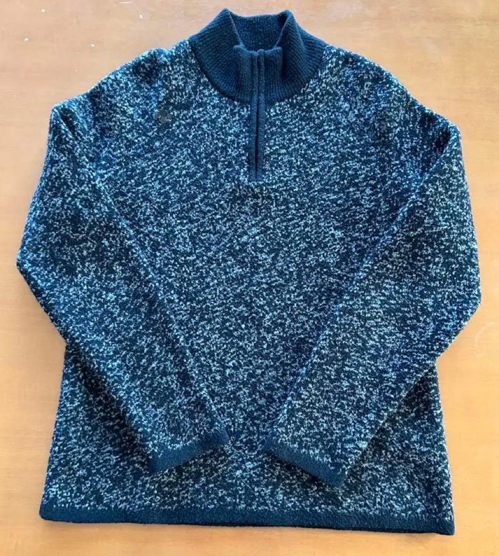 DESCENTE GOLF　紡毛ダブルジャカードハーフジップセーター Ｏサイズ