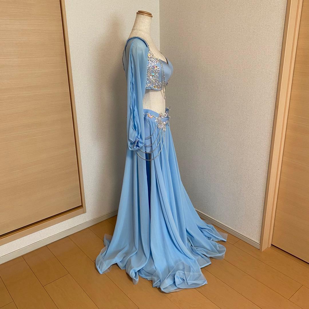 最大値引き！　袖あり　ベリーダンス　ブルー　XXL