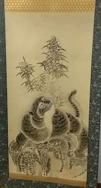 掛け軸 虎 無落款 大幅