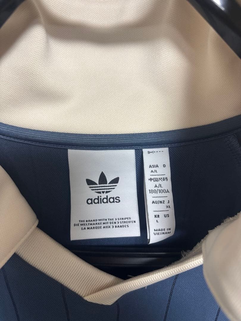 adidas ダークブルー ピンストライプ シャツ XLゲームシャツ