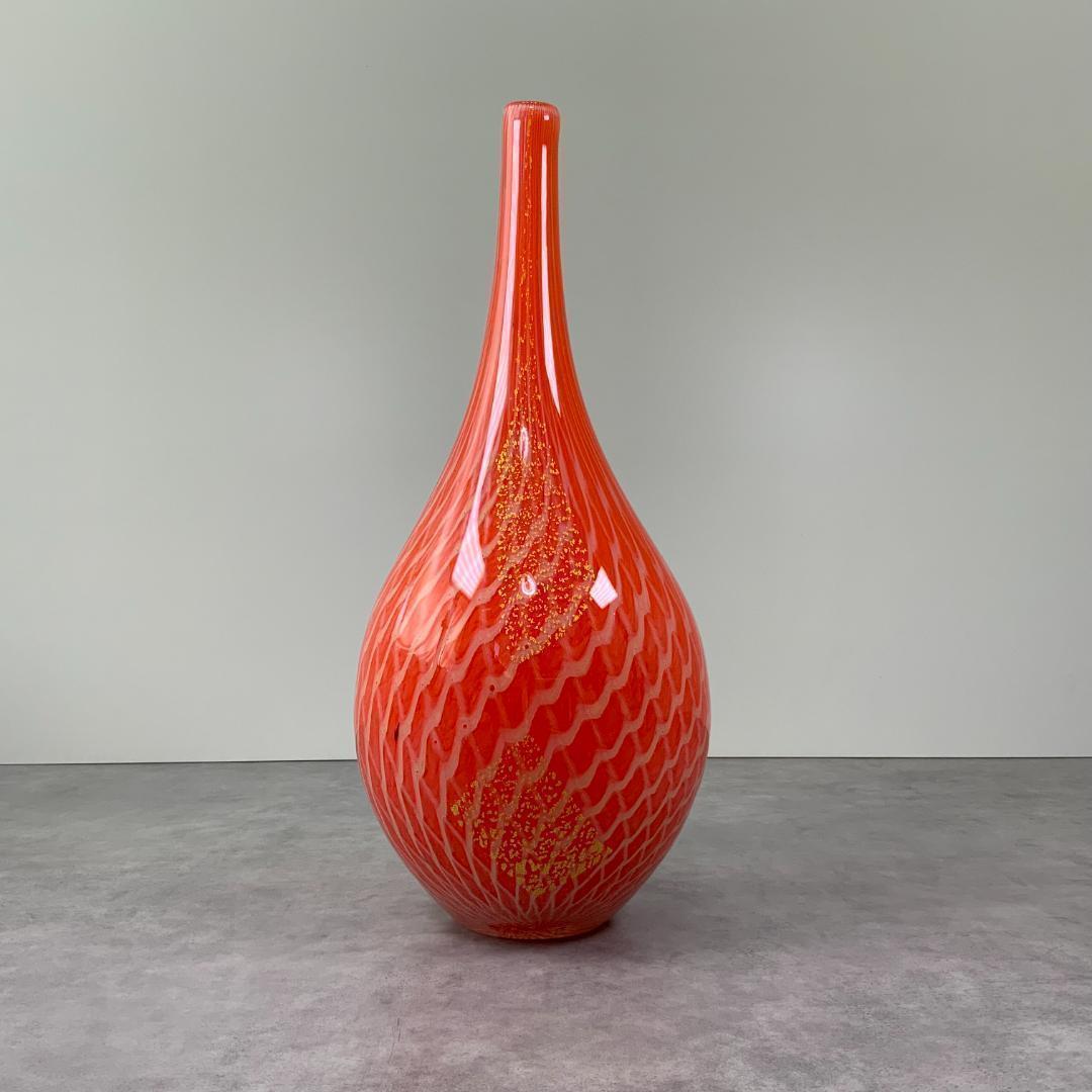 ジャパン ヴィンテージ ガラス ベース オレンジ 花器 花瓶 ビンテージ