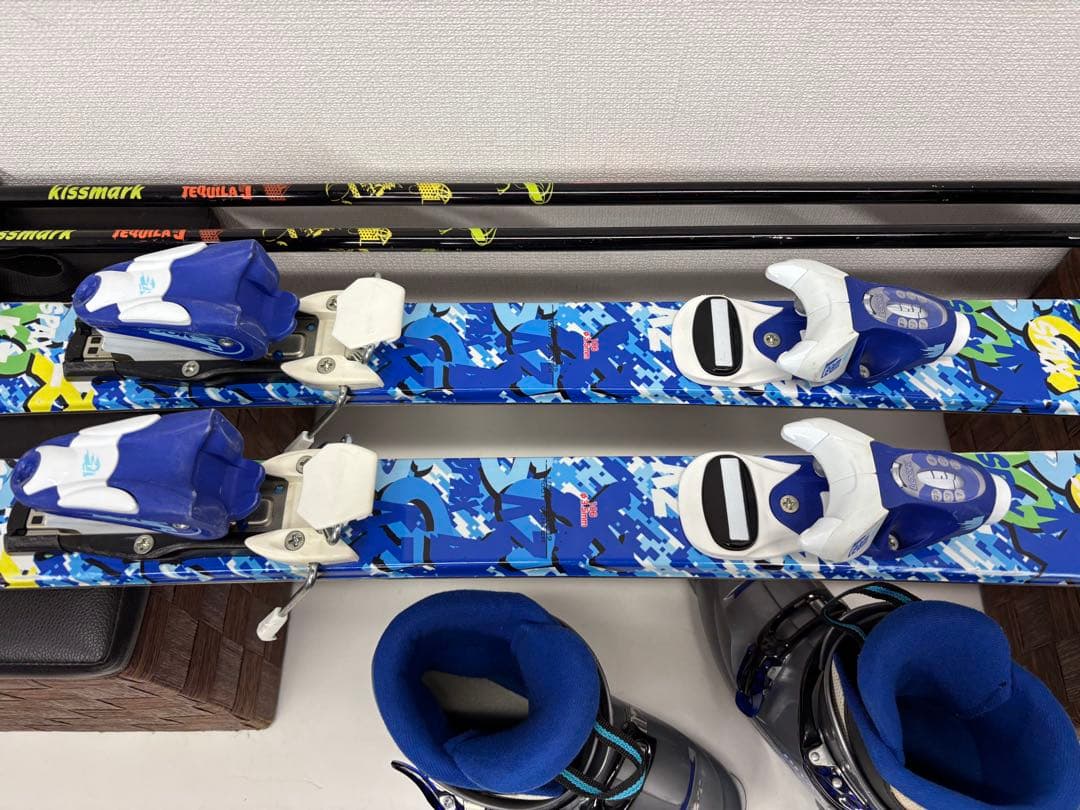 KAZAMA スキー板 106cm ビンディング ストック ブーツ セット