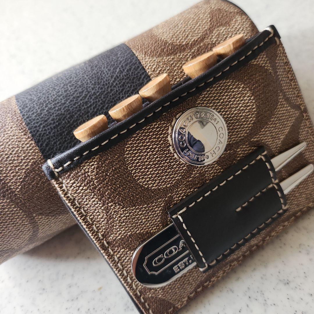 COACH ゴルフボール3個　ケース/ モノグラム ティー フォーク ケース