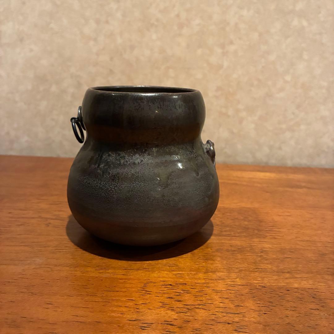 【名工 小川甚八】蛙付 掛け花入★一輪挿し★極上