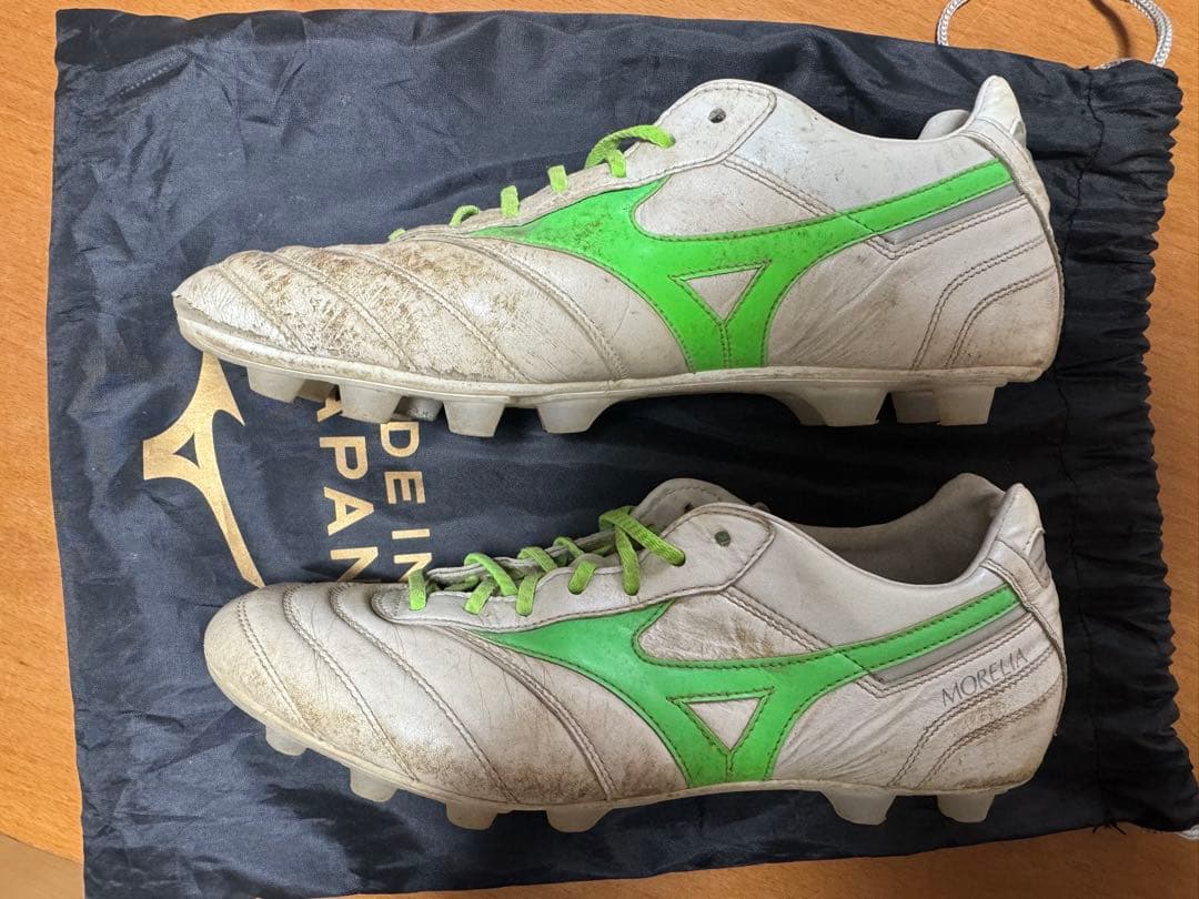 Mizuno Morelia サッカーシューズ ホワイト/グリーン 26cm