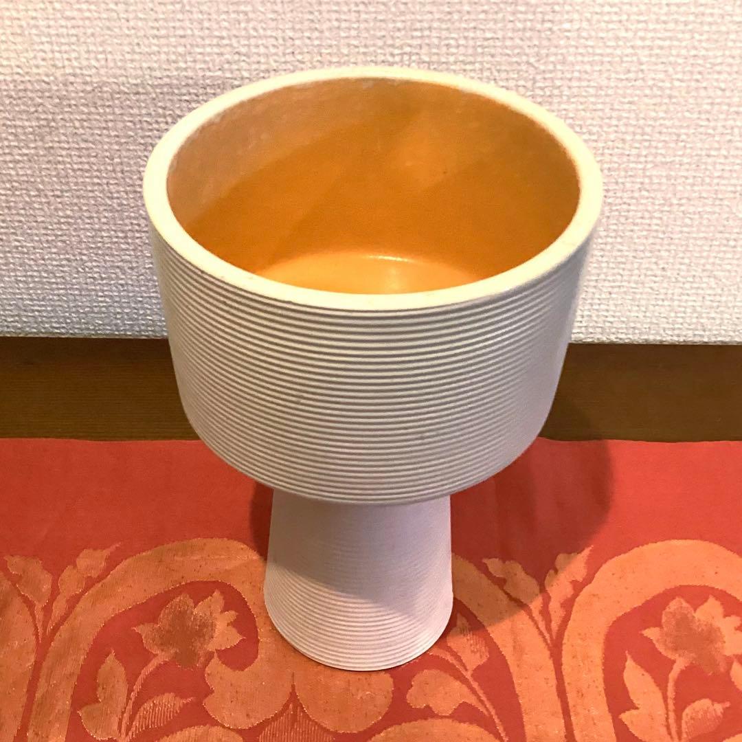 草月流花器 ベージュ系コンポート型 二種 ヴィンテージ