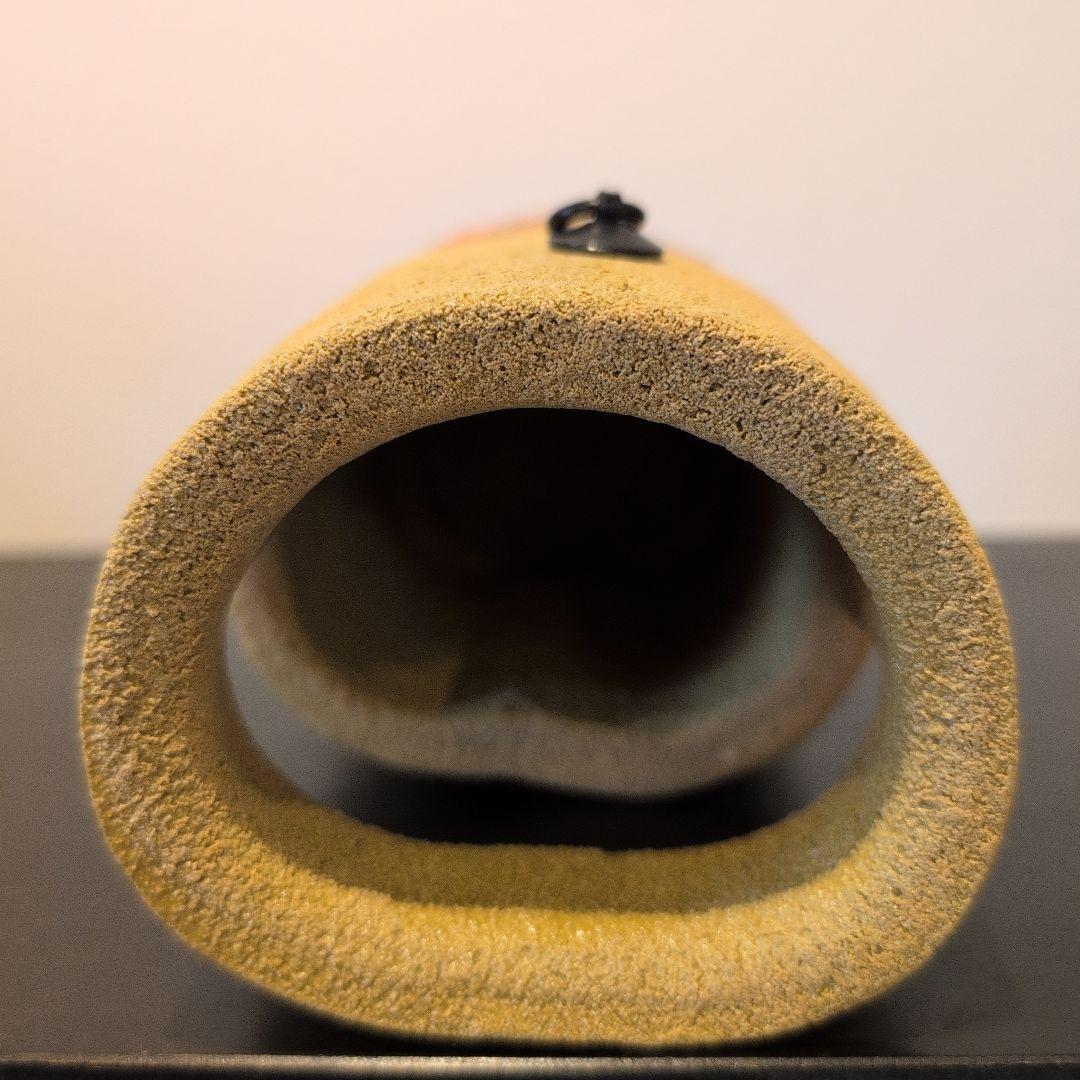 黄瀬戸一重切　掛花生　安藤日出武造　共布　共箱