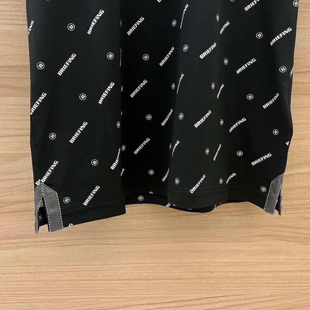 新品★BRIEFING レディースM 黒 ロゴモノグラムハイネックシャツ 半袖