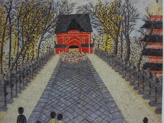 山下 清【上野の東照宮】、希少画集画、状態良好、新品高級額装付