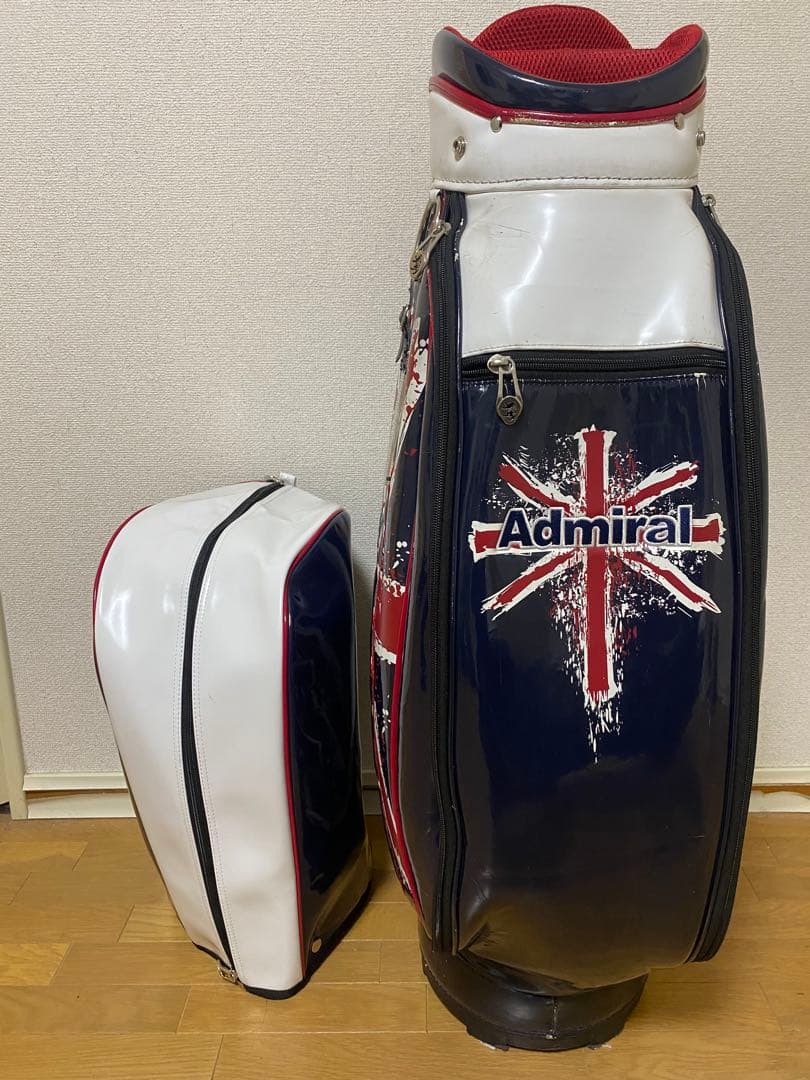 ※週末SALE ※未使用フード、ネームプレート付Admiral キャディバッグ
