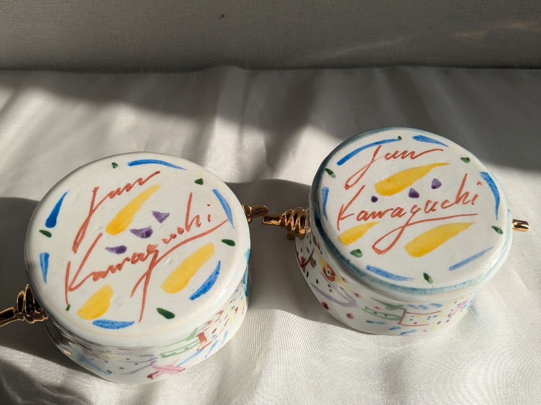川口淳 色絵金彩 カップ 2客セット