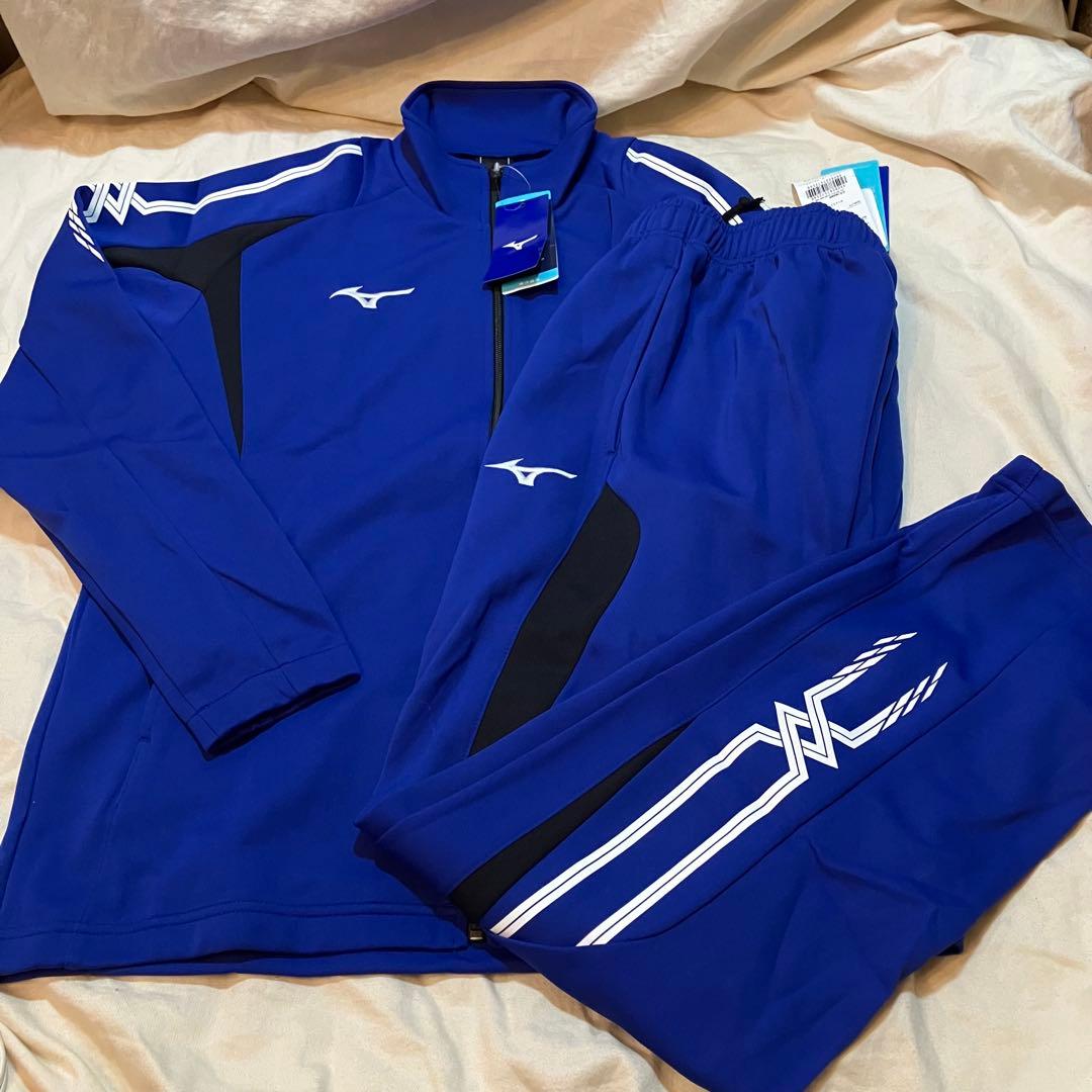 Mizuno ジャージ上下 青 Mサイズ未使用(送料込み)刺繍ロゴセットアップ