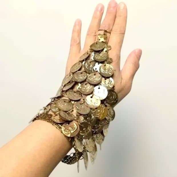 エジプト製 ベリーダンス 指かけブレスレット 銅色 フリーサイズ