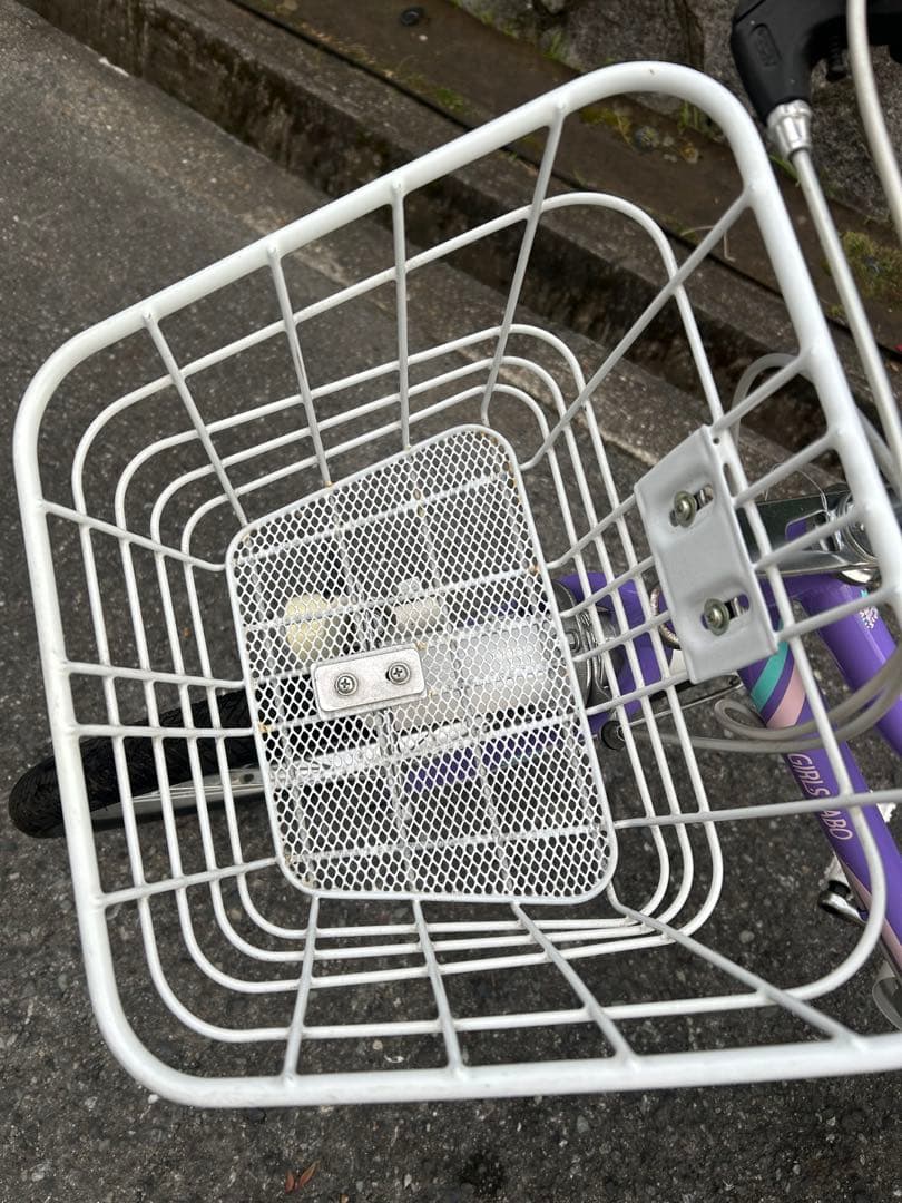 子供用自転車 パープル 前面バスケット付き24インチ