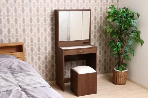 《新品・送料無料》ドレッサー（三面鏡）　スツール付き　ＭＢＲ
