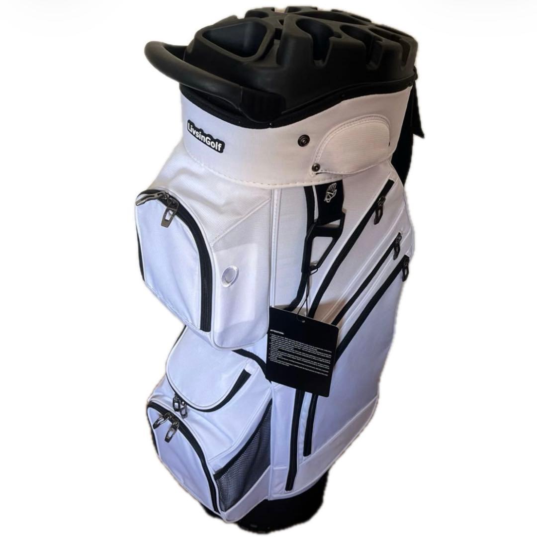 LIVSINGOLF 14分割 キャディバッグ エルゴデザイン ホワイト