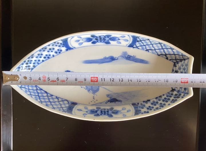 古伊万里　染付　舟形　変形皿　六枚揃