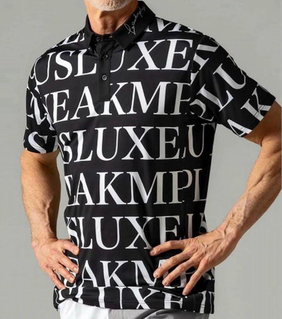 【新品】LUXEAKMPLUS AKM／総柄ロゴ ゴルフウェア ポロシャツ L