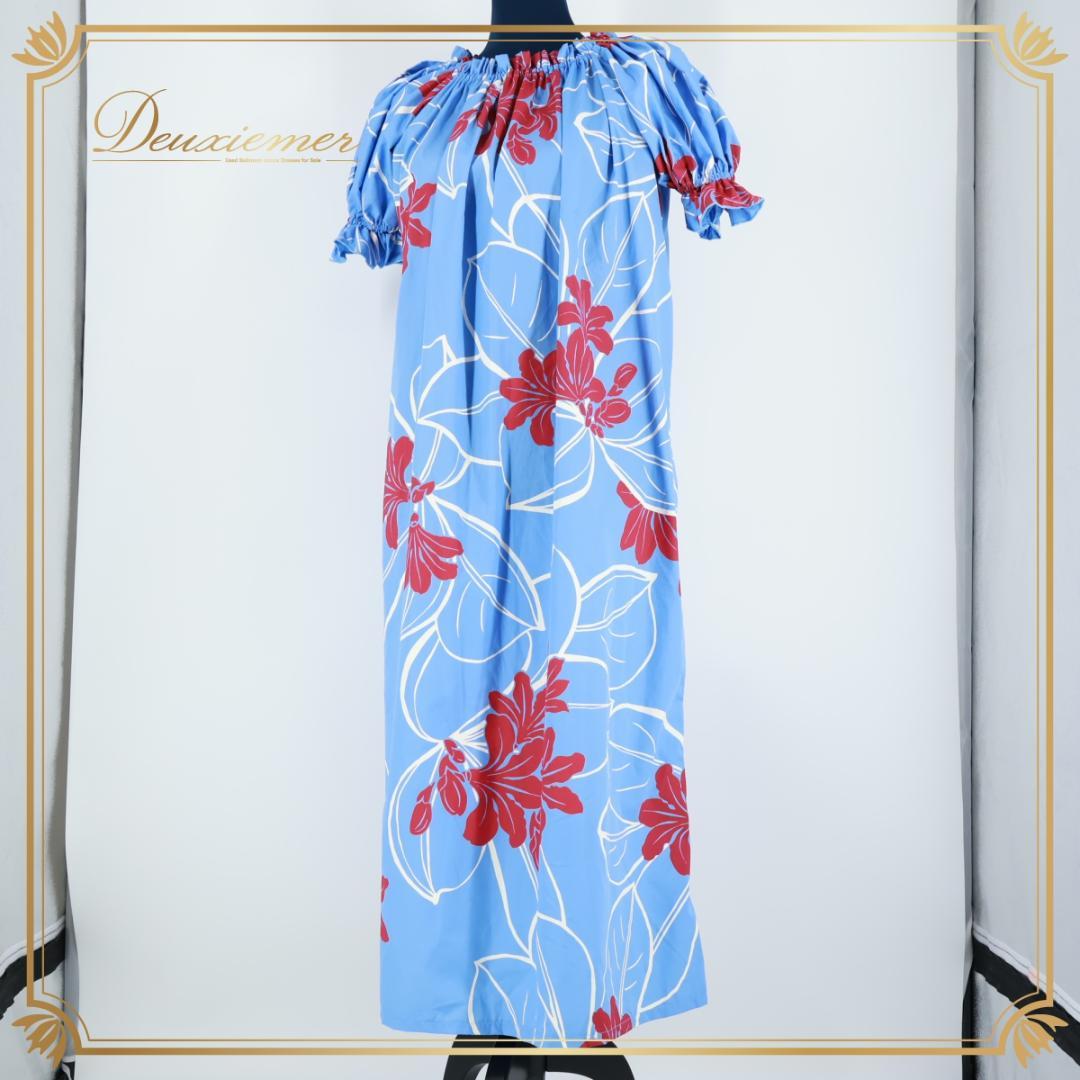 【日本製 フラダンス衣装】ブルー ALOHA STANDARDS ワンピース
