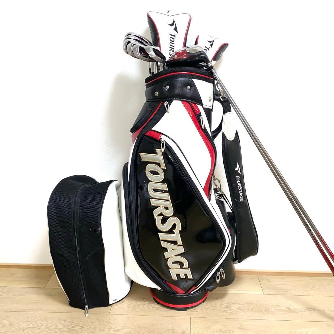 送料込☆TOURSTAGEゴルフクラブ フルセット☆メンズ初心者キャディバッグ付