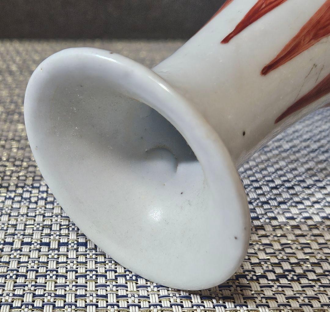 【時代古作品❗】中国古陶磁器　清代～民国期　清朝民窯　色絵　草花の図　大瓶　花入