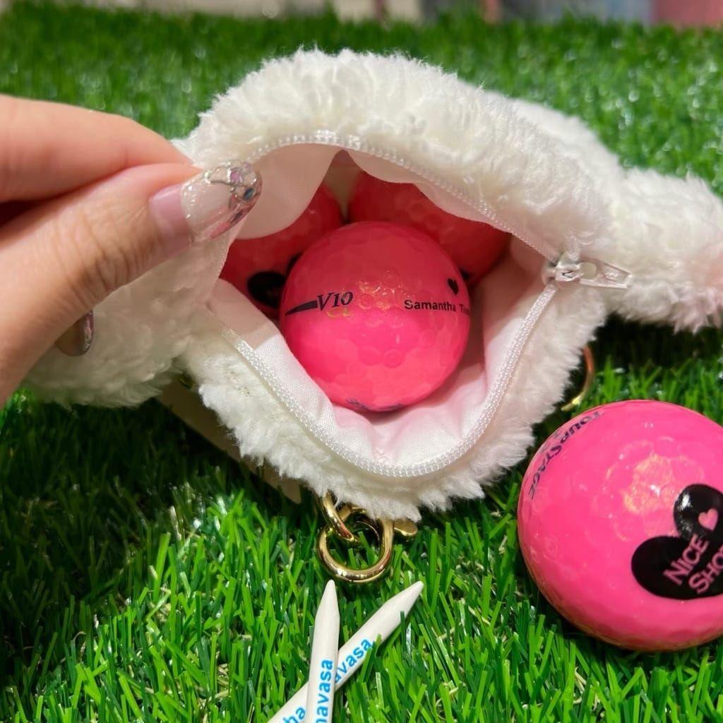 新品　サマンサゴルフ　アイミーちゃんもこもこゴルフボールポーチ