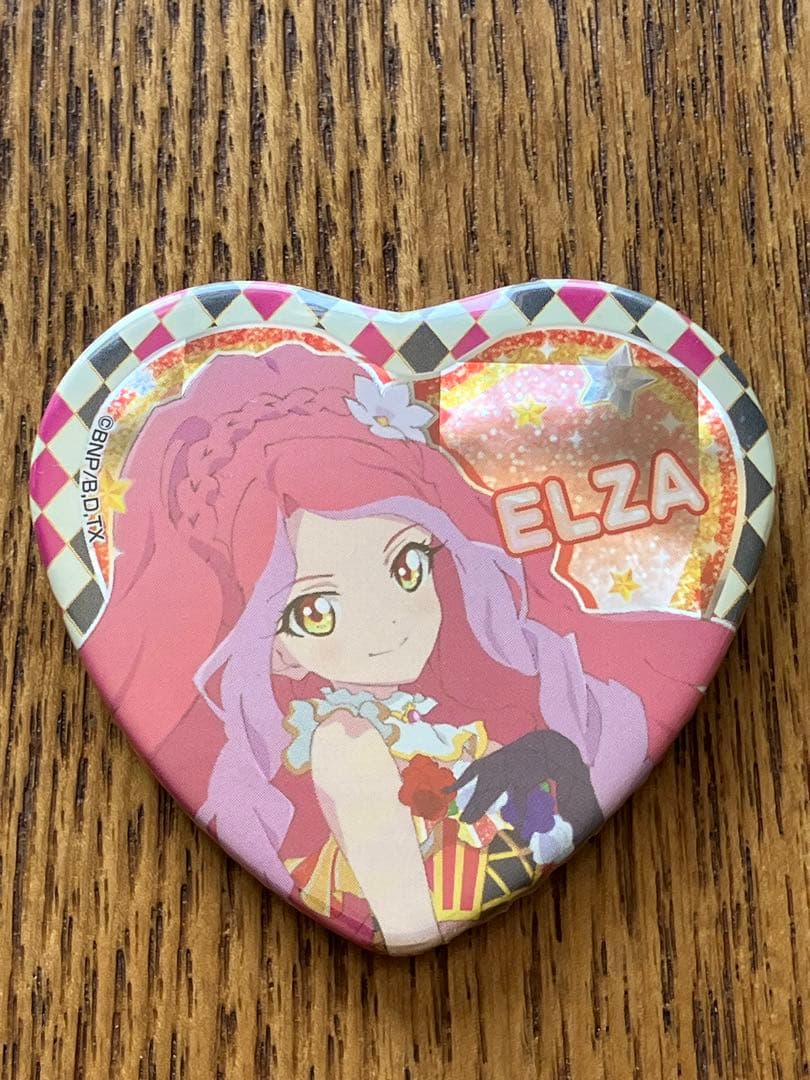 アイカツスターズ! グリッターガラポン ハート型 缶バッジ エルザフォルテ