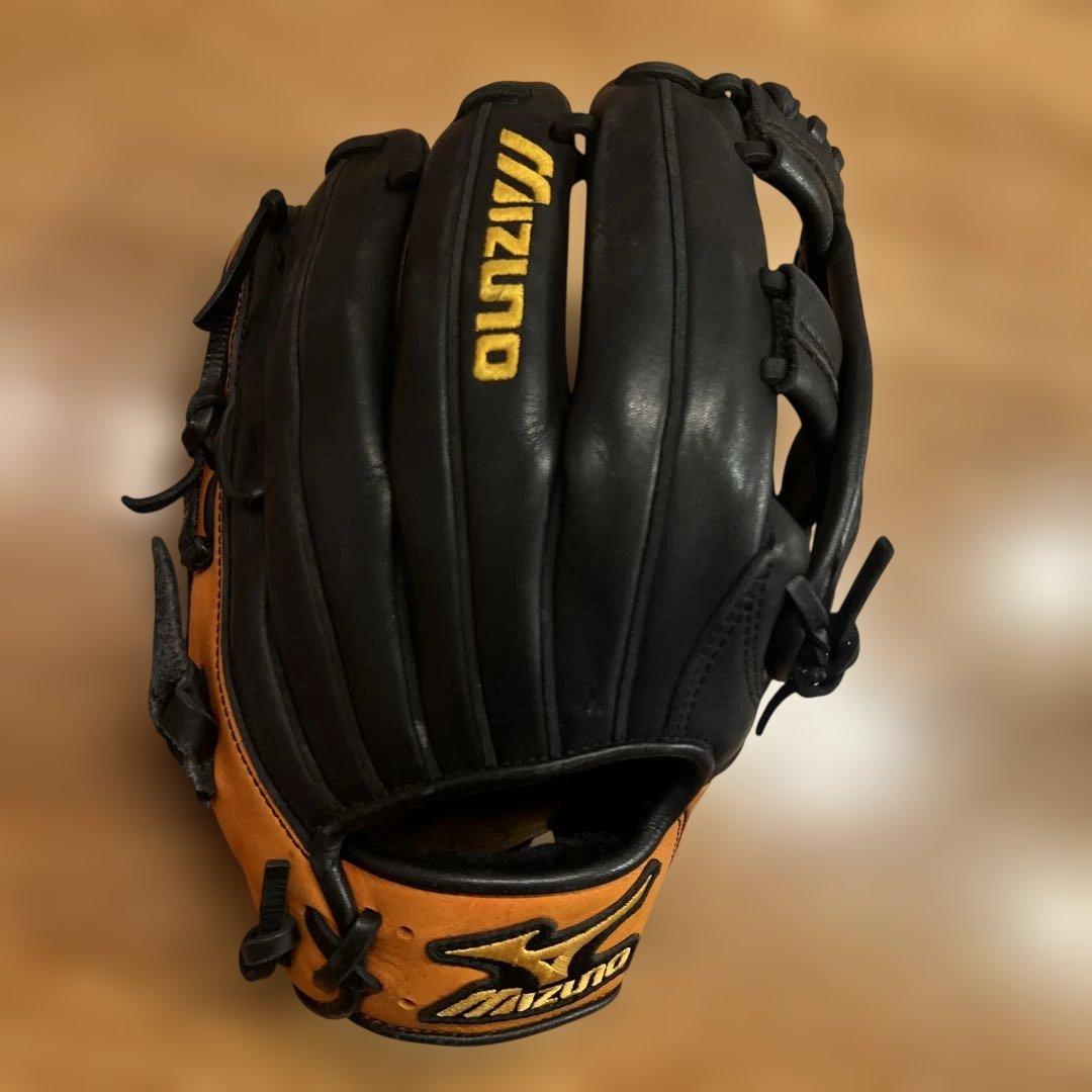 Mizuno 野球グローブ 黒/オレンジ