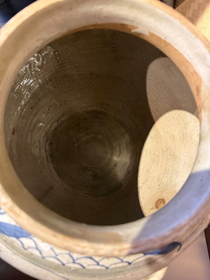 朝鮮美術　李朝　高麗白磁　染付　花文　壺　特大！高麗 白瓷 骨董品 古美術 古玩
