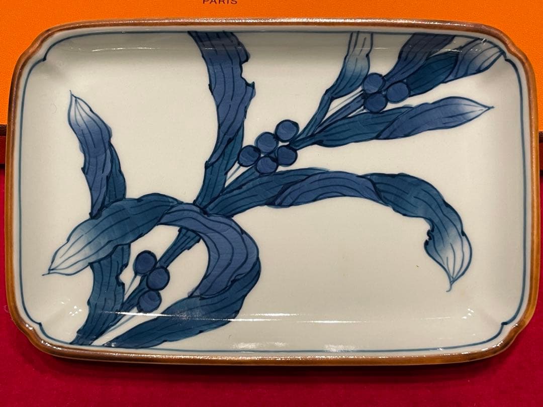 ◉セール！新品　館林喜助 染付　鳩麦絵 長角小皿揃 五枚　 喜助作　手描き