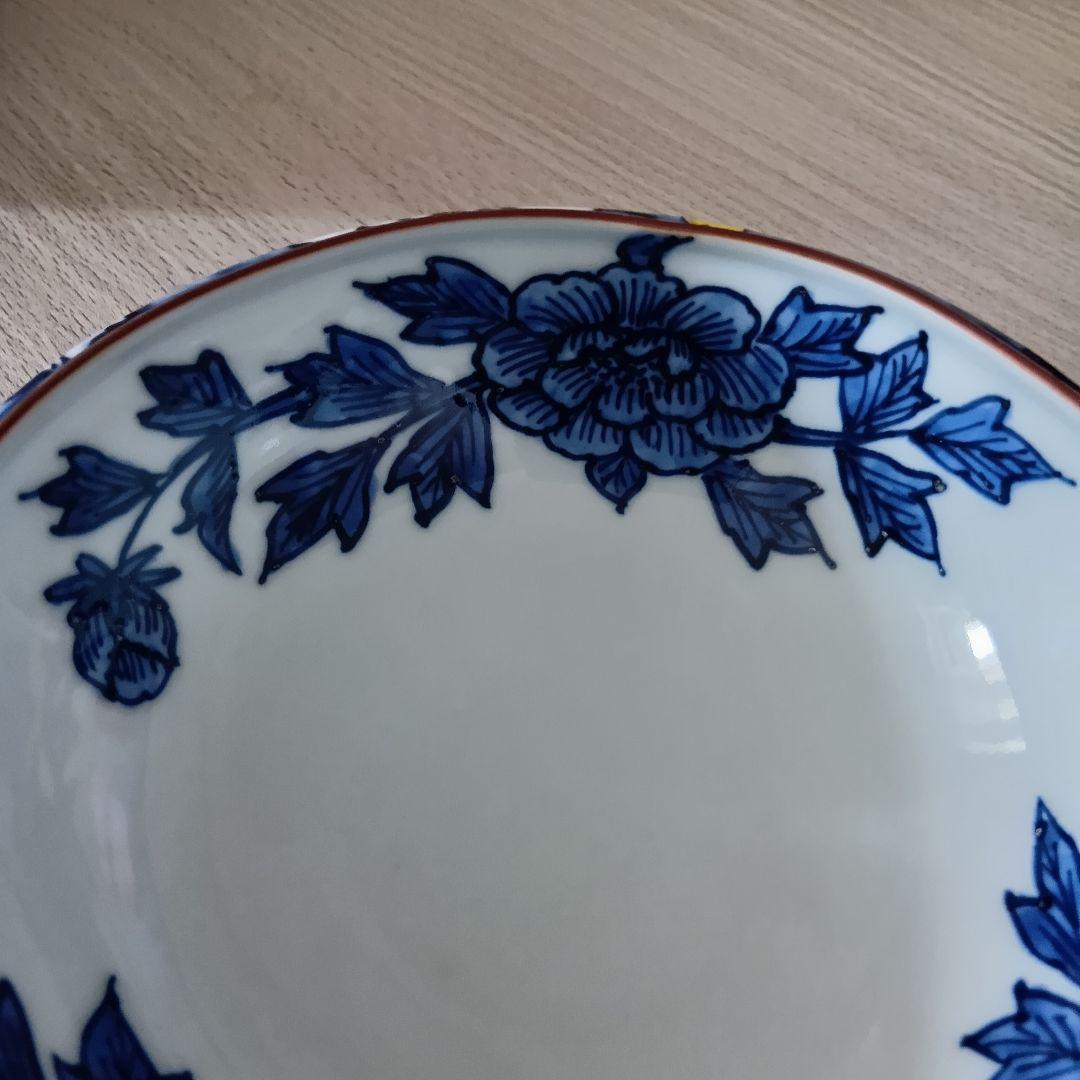 【美品】清水焼・京焼☆秀峰☆中鉢☆青色の牡丹と蝶々