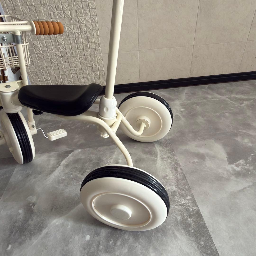無印良品 無印 三輪車 舵取り棒付き アイボリー 白 子供