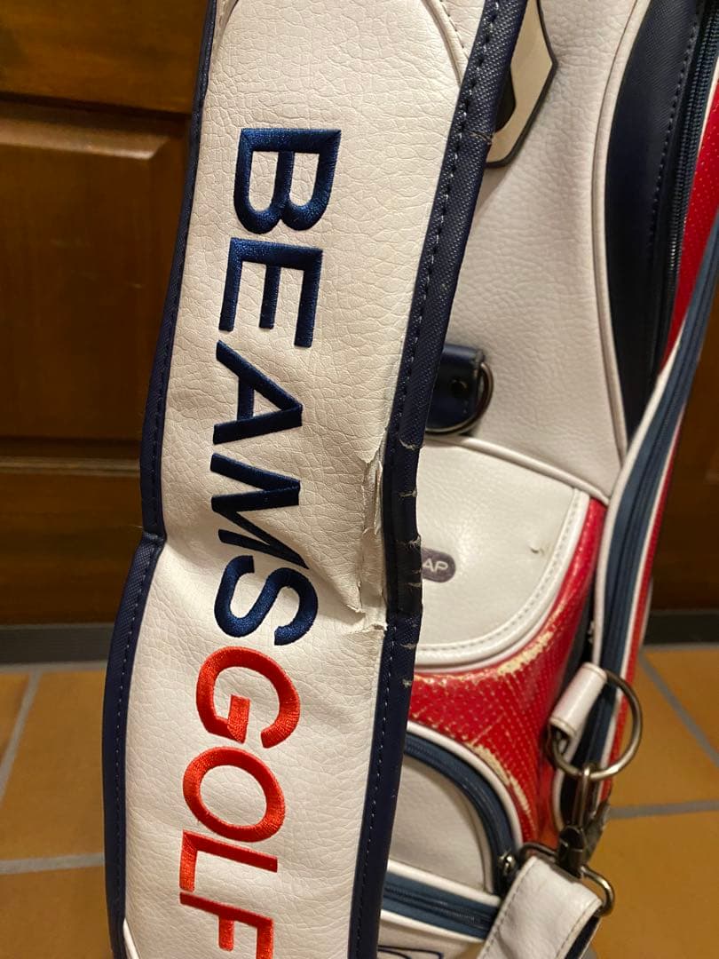 BEAMS GOLF キャディバッグ ホワイト/レッド/ネイビー