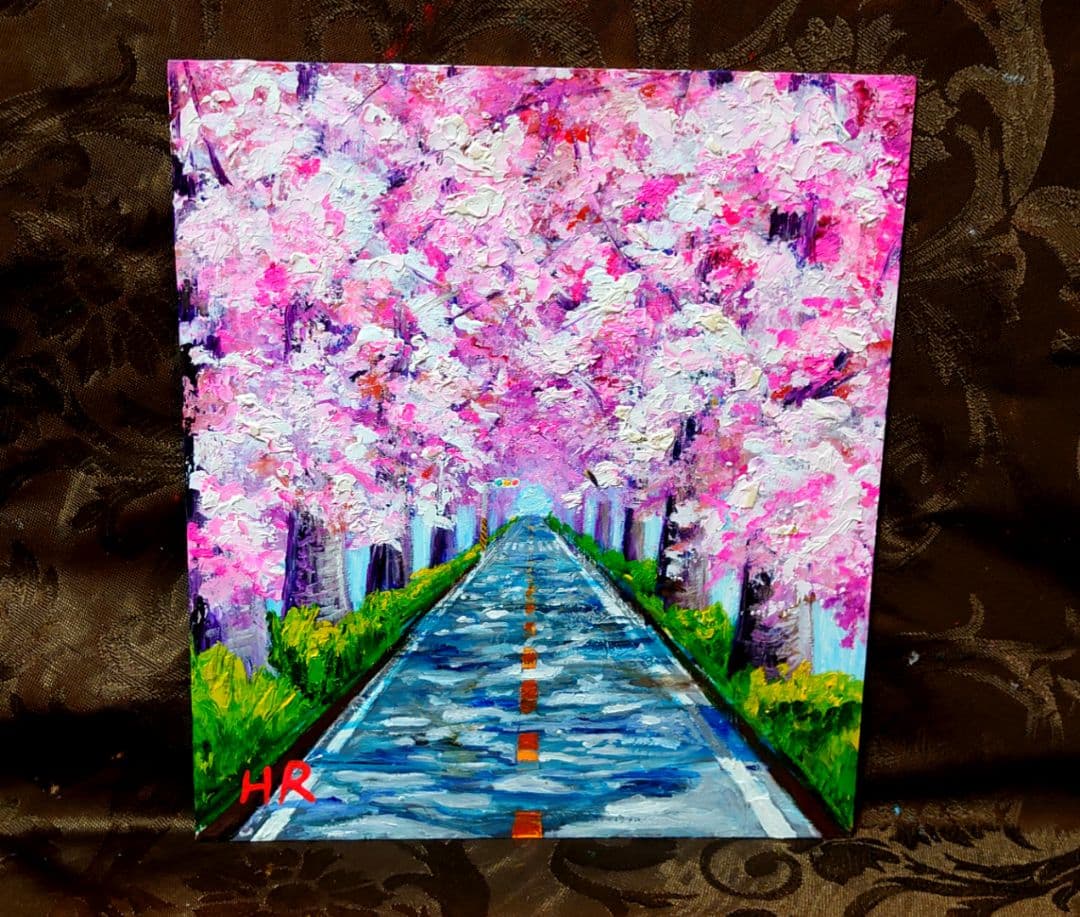 油絵 絵画 【手作りボックス】【桜】